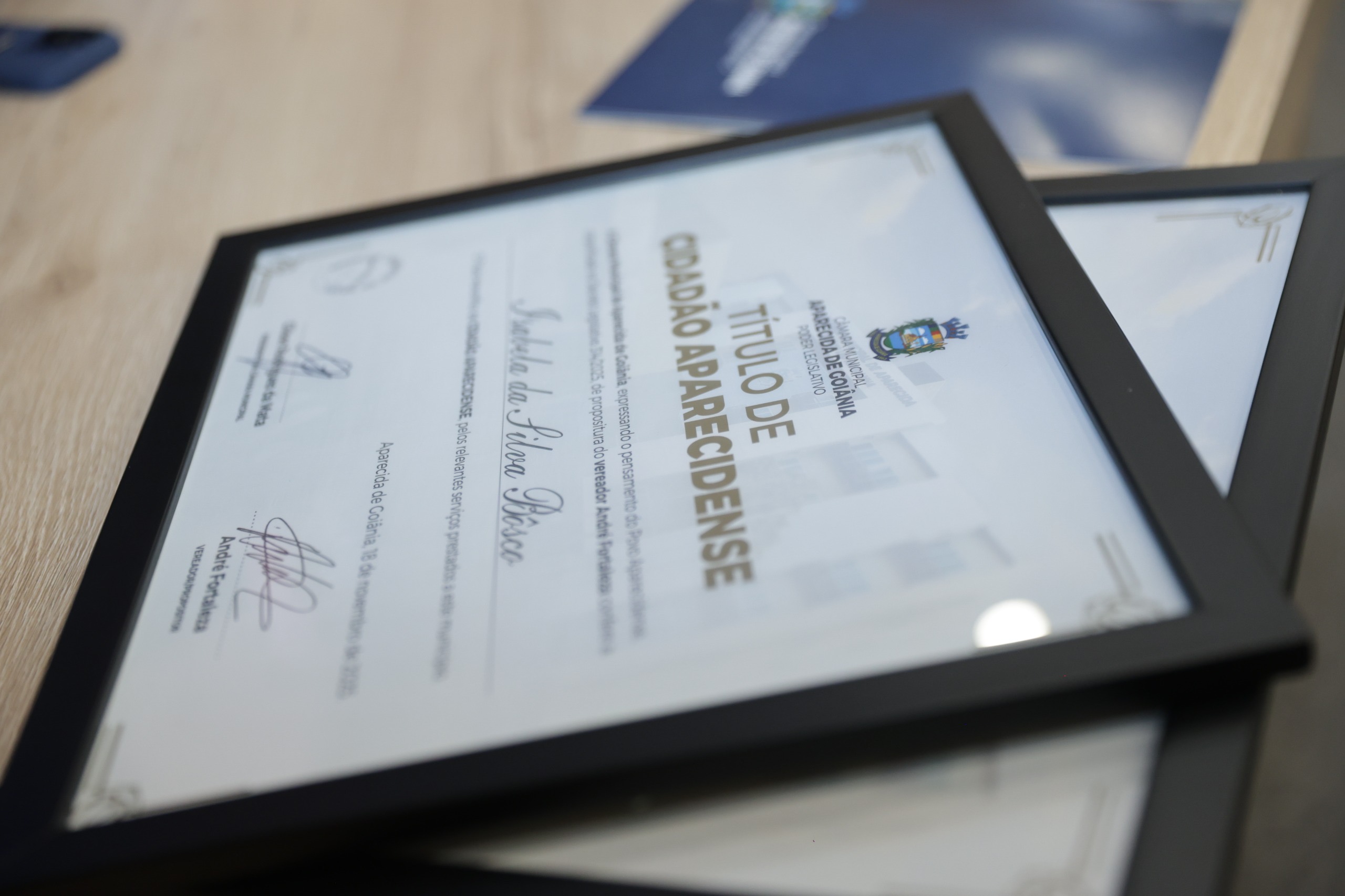 Vereador André Fortaleza entrega título de cidadão a comunicadora e jovem empresário